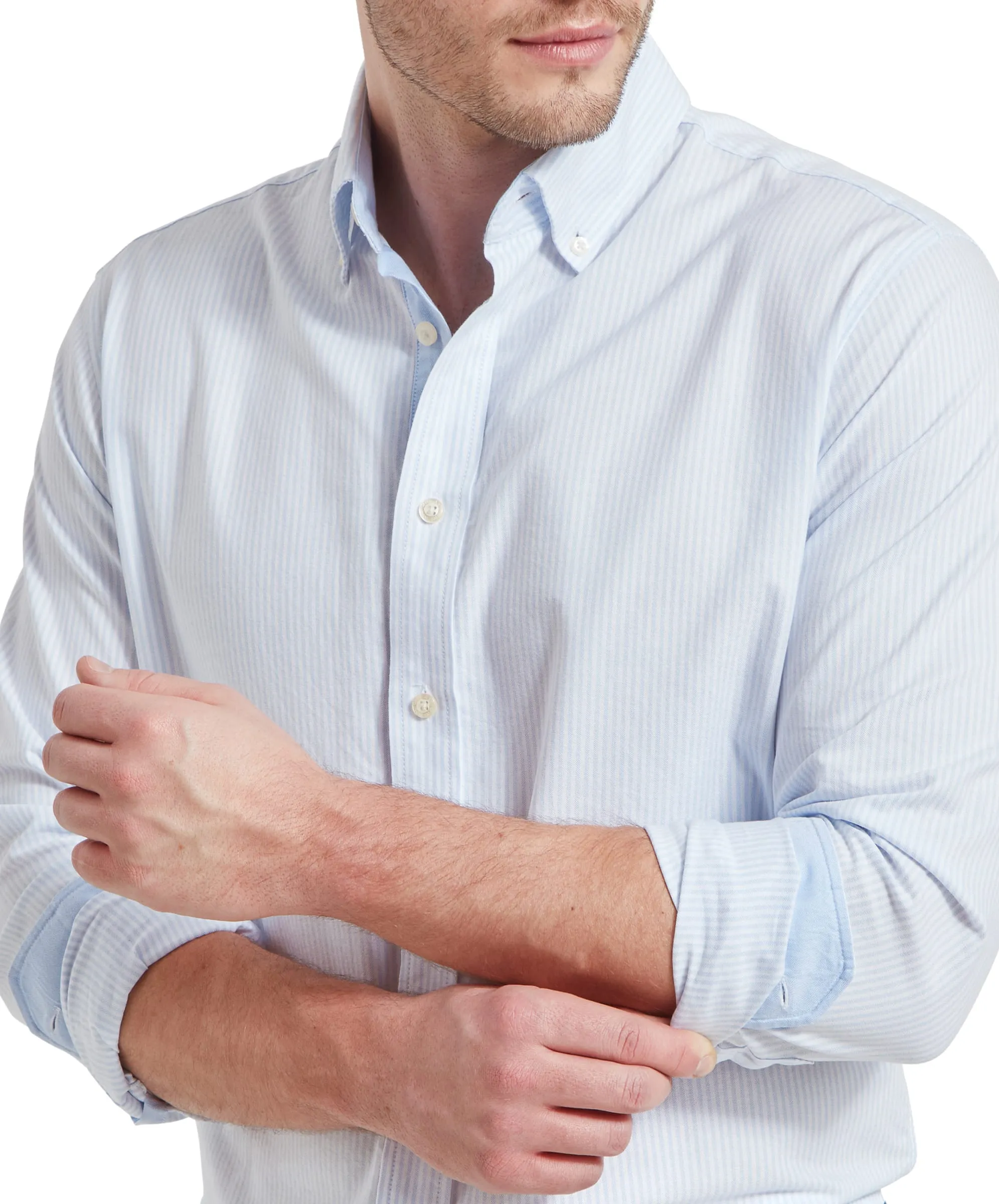 Holt Soft Oxford Tailored Shirt - Pale Blue Stripe