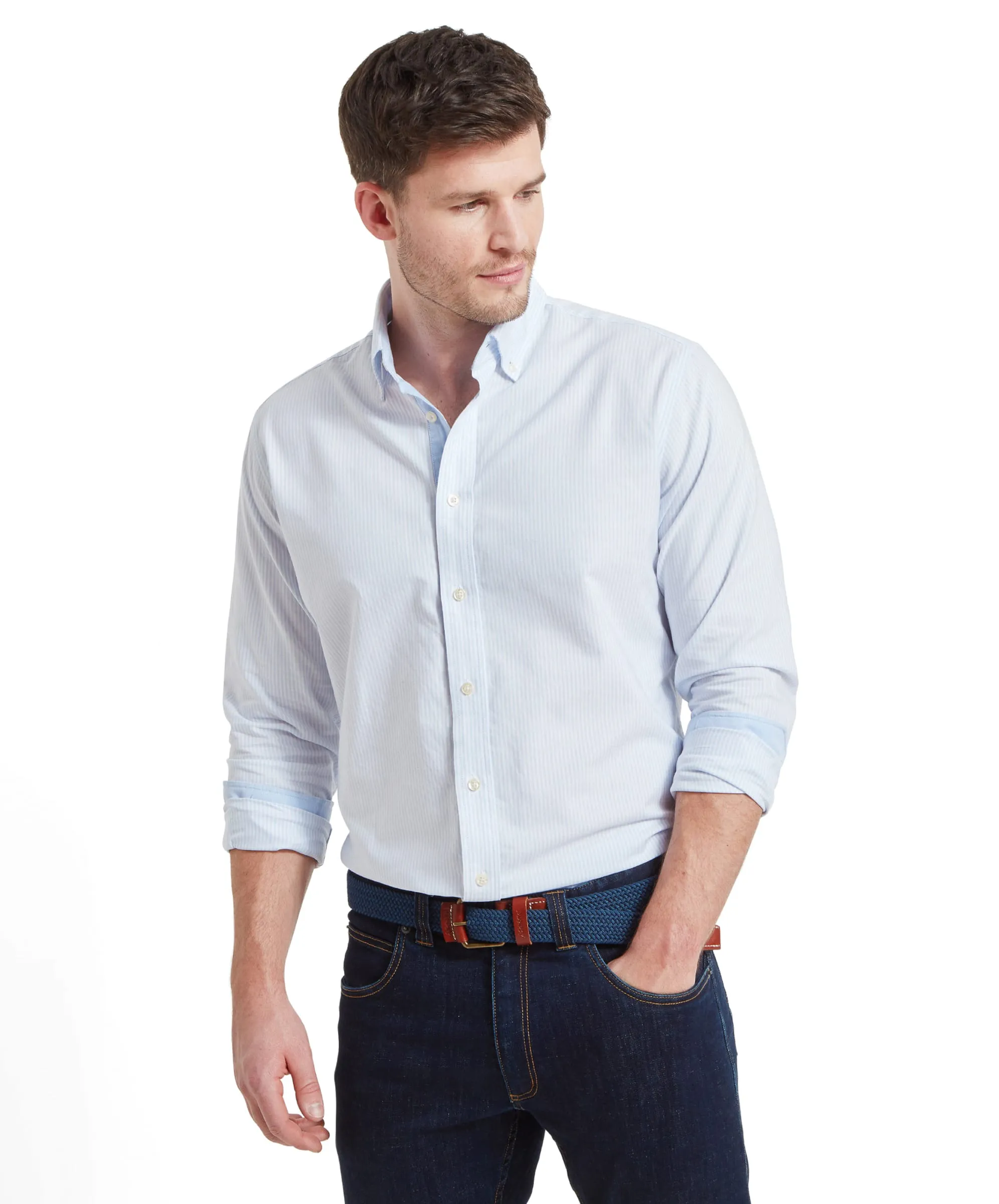 Holt Soft Oxford Tailored Shirt - Pale Blue Stripe