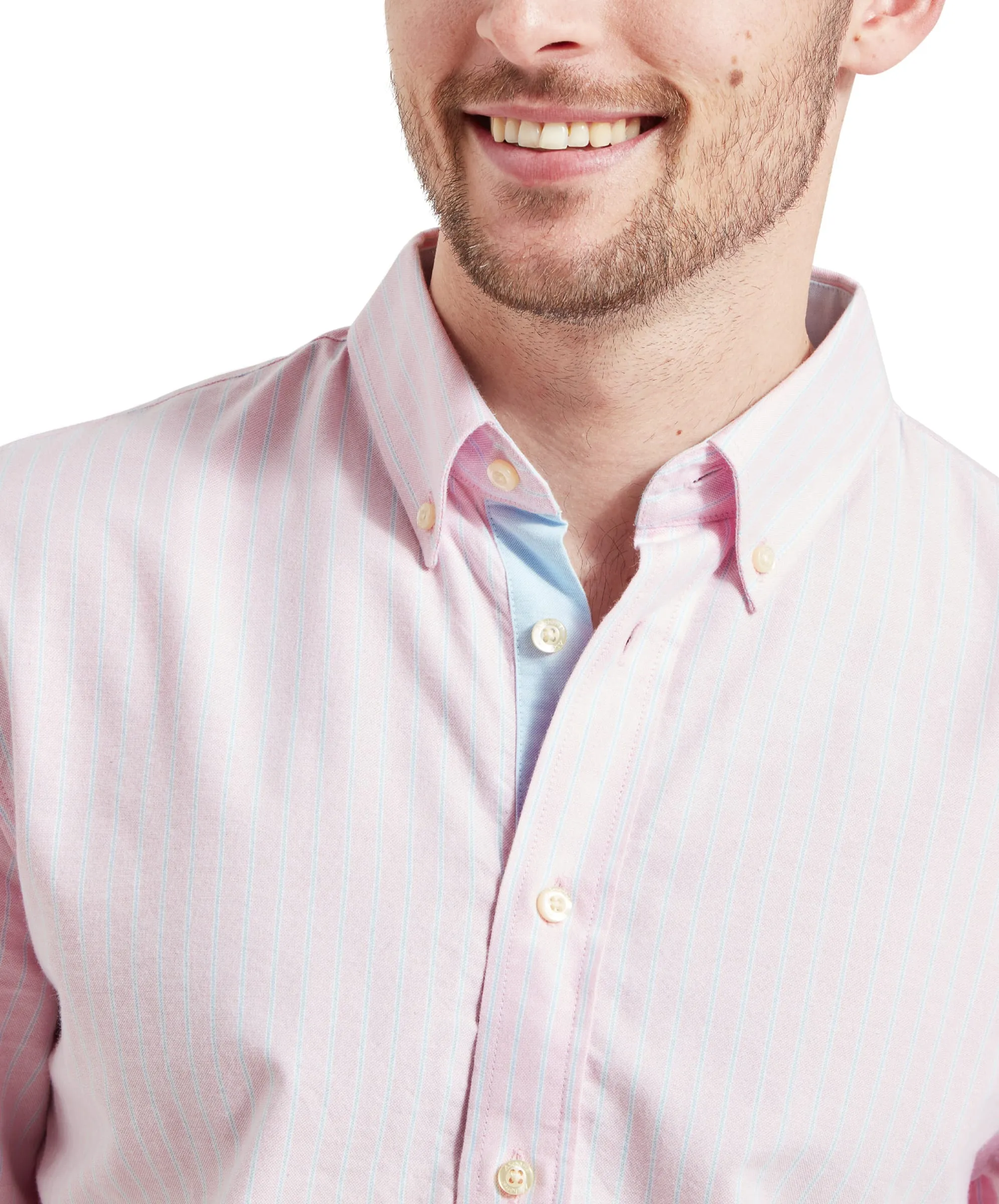 Holt Soft Oxford Tailored Shirt - Pink/Blue Stripe