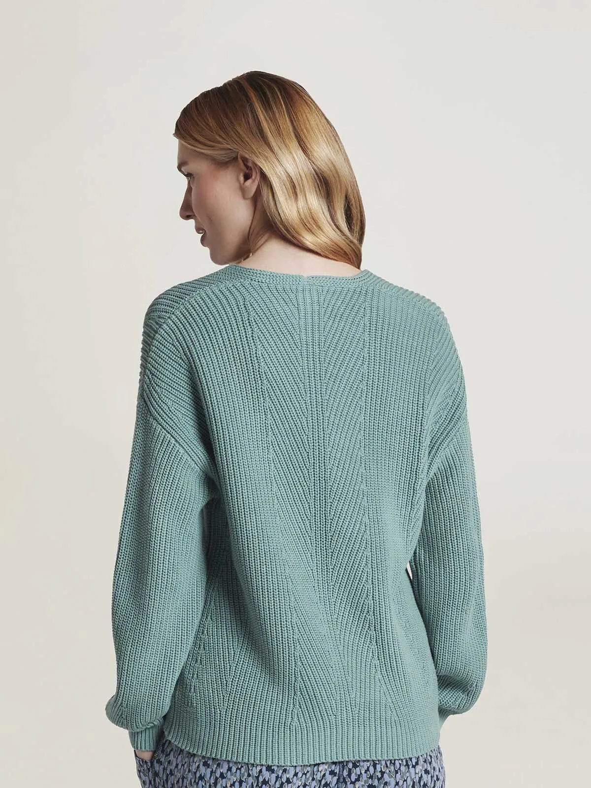 Ingrid Organic Cotton Knit Jumper - Oil Blue