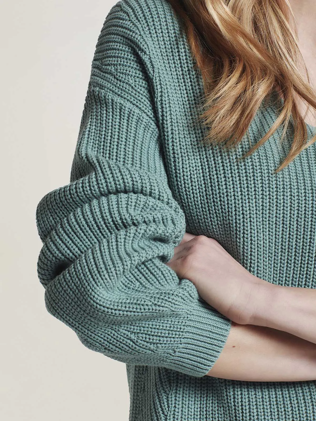 Ingrid Organic Cotton Knit Jumper - Oil Blue