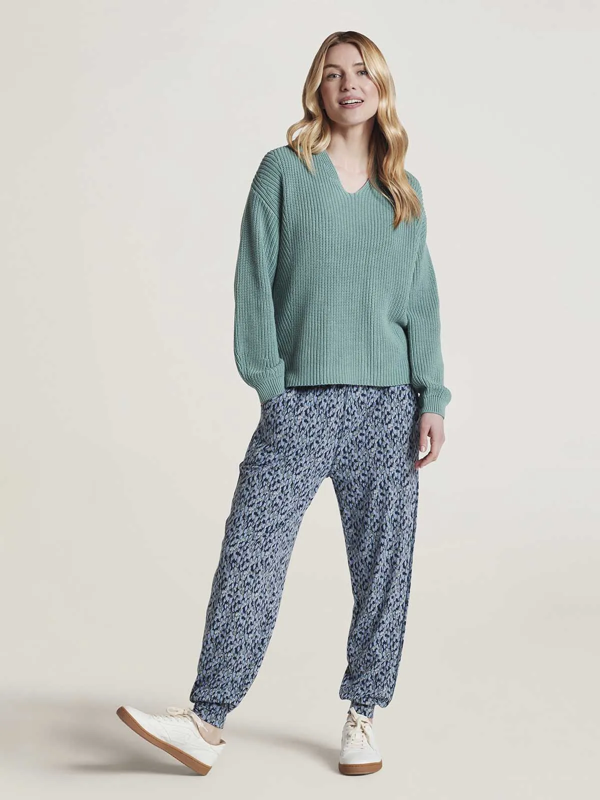 Ingrid Organic Cotton Knit Jumper - Oil Blue