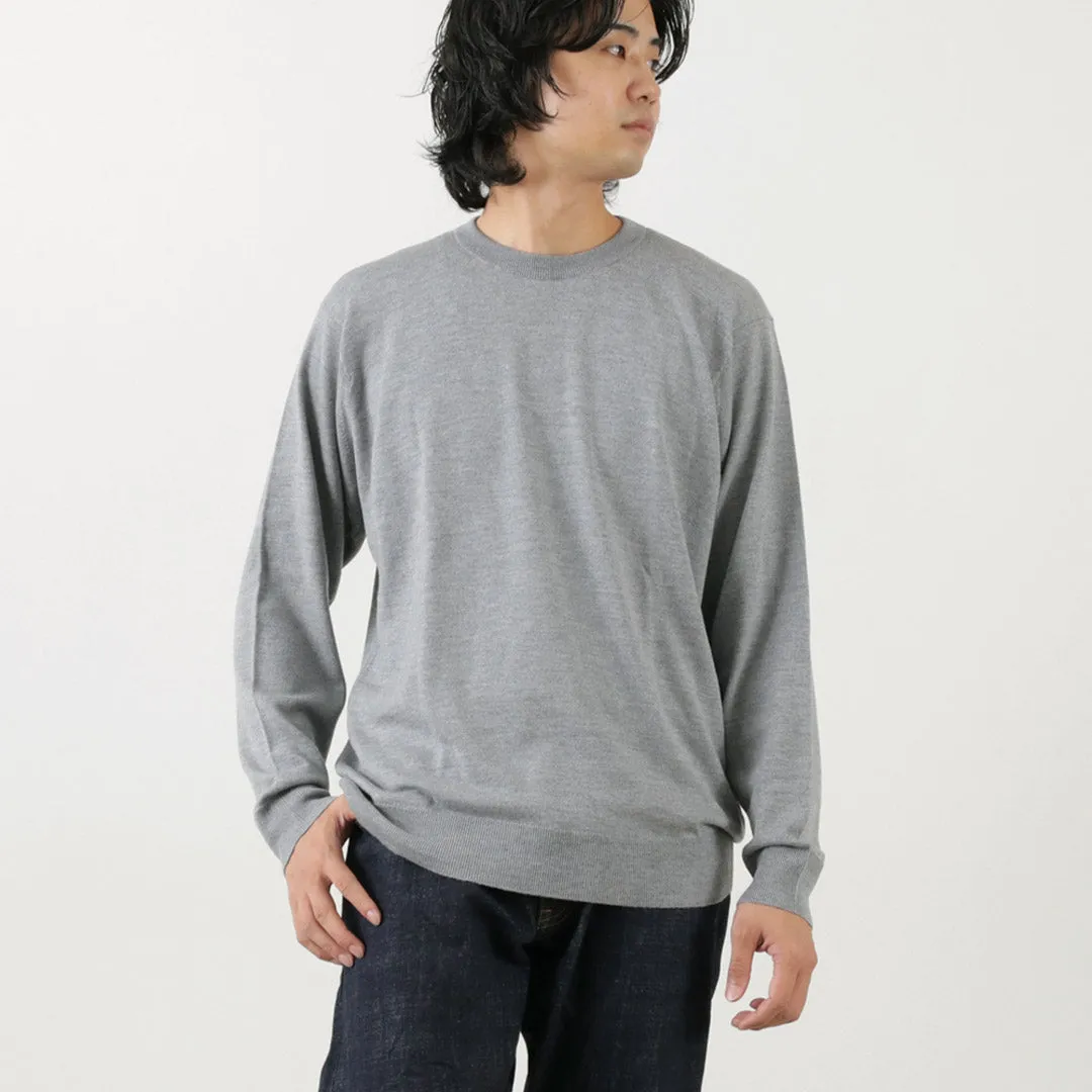 JOHN SMEDLEY / Merino Wool 24 Gauge Crew Neck Knit