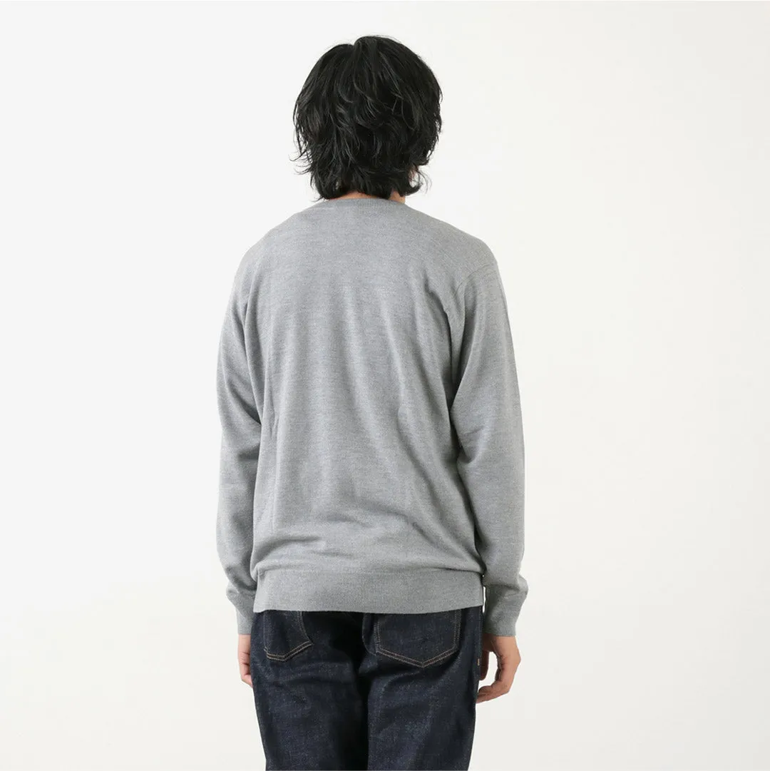 JOHN SMEDLEY / Merino Wool 24 Gauge Crew Neck Knit