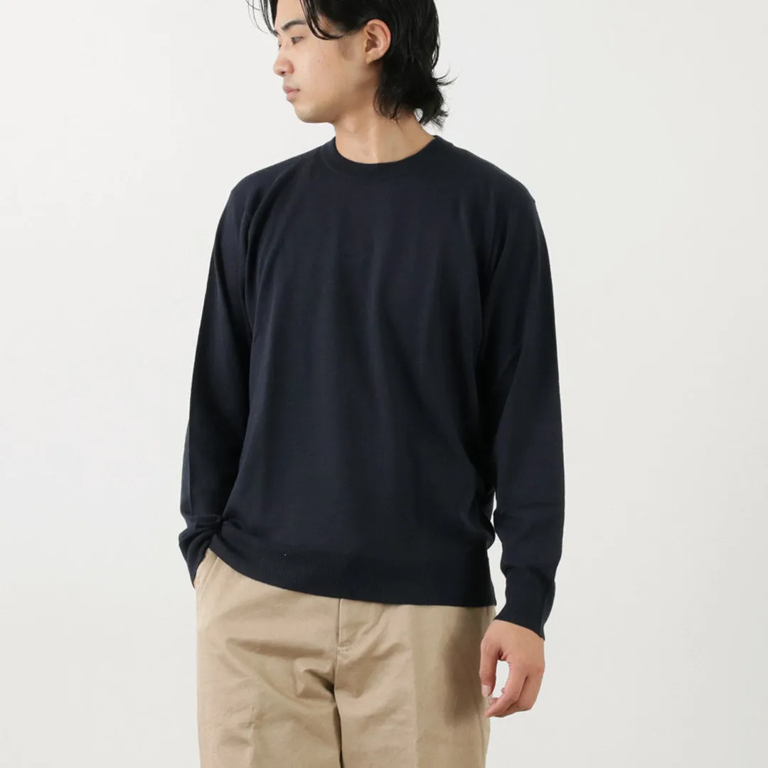 JOHN SMEDLEY / Merino Wool 24 Gauge Crew Neck Knit
