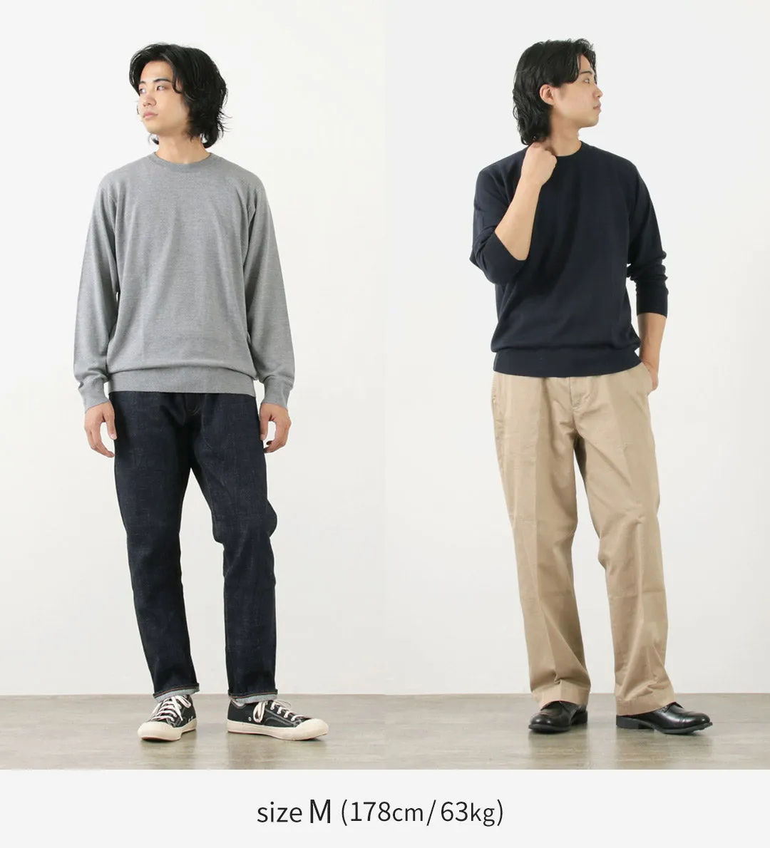 JOHN SMEDLEY / Merino Wool 24 Gauge Crew Neck Knit