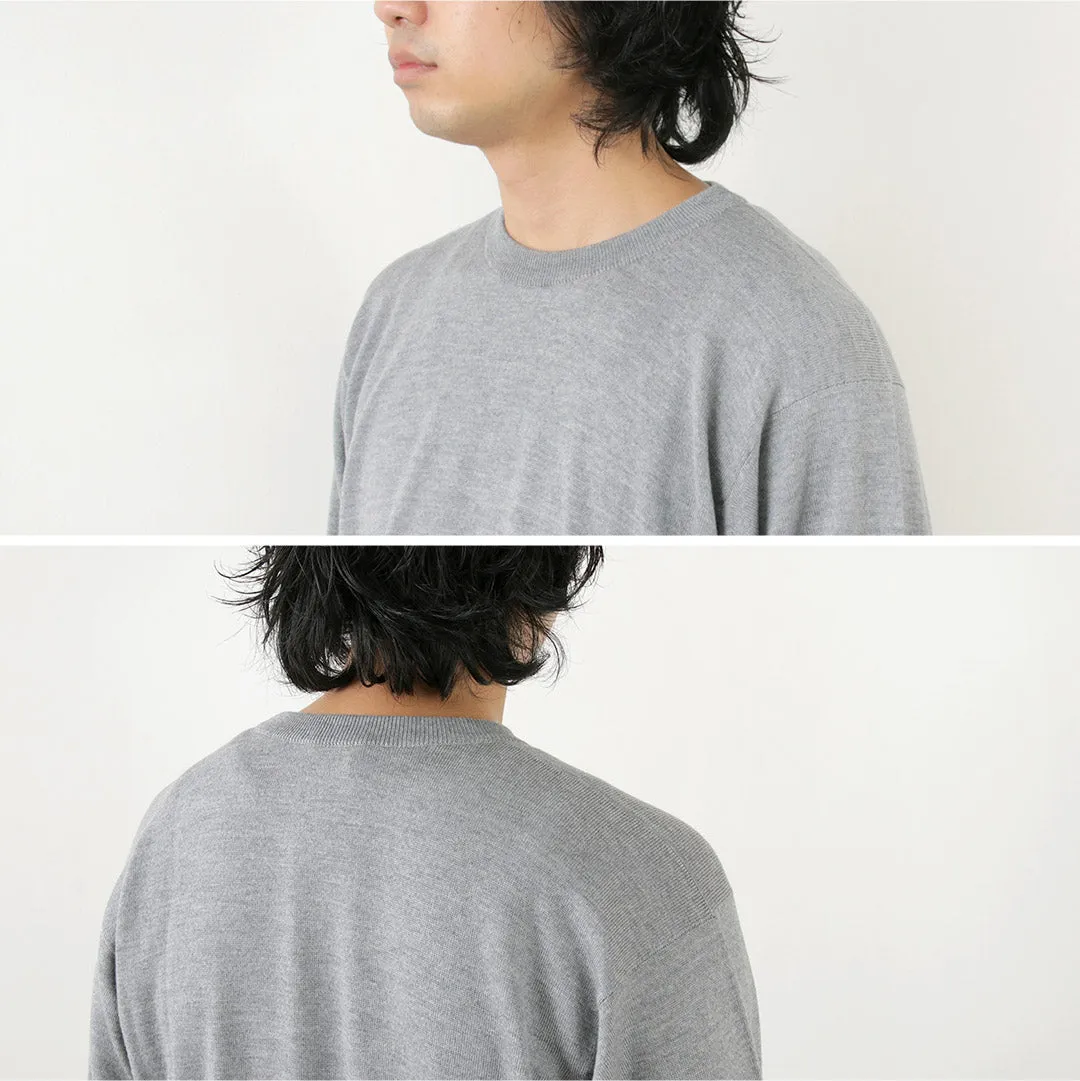 JOHN SMEDLEY / Merino Wool 24 Gauge Crew Neck Knit