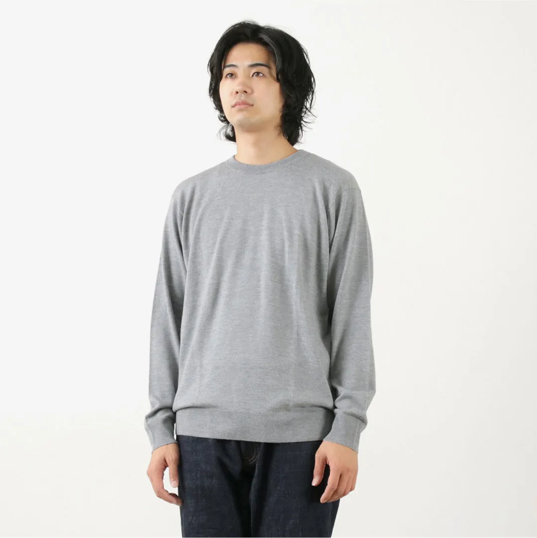 JOHN SMEDLEY / Merino Wool 24 Gauge Crew Neck Knit