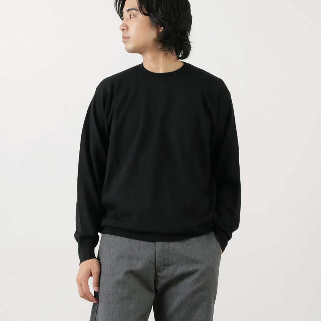 JOHN SMEDLEY / Merino Wool 24 Gauge Crew Neck Knit