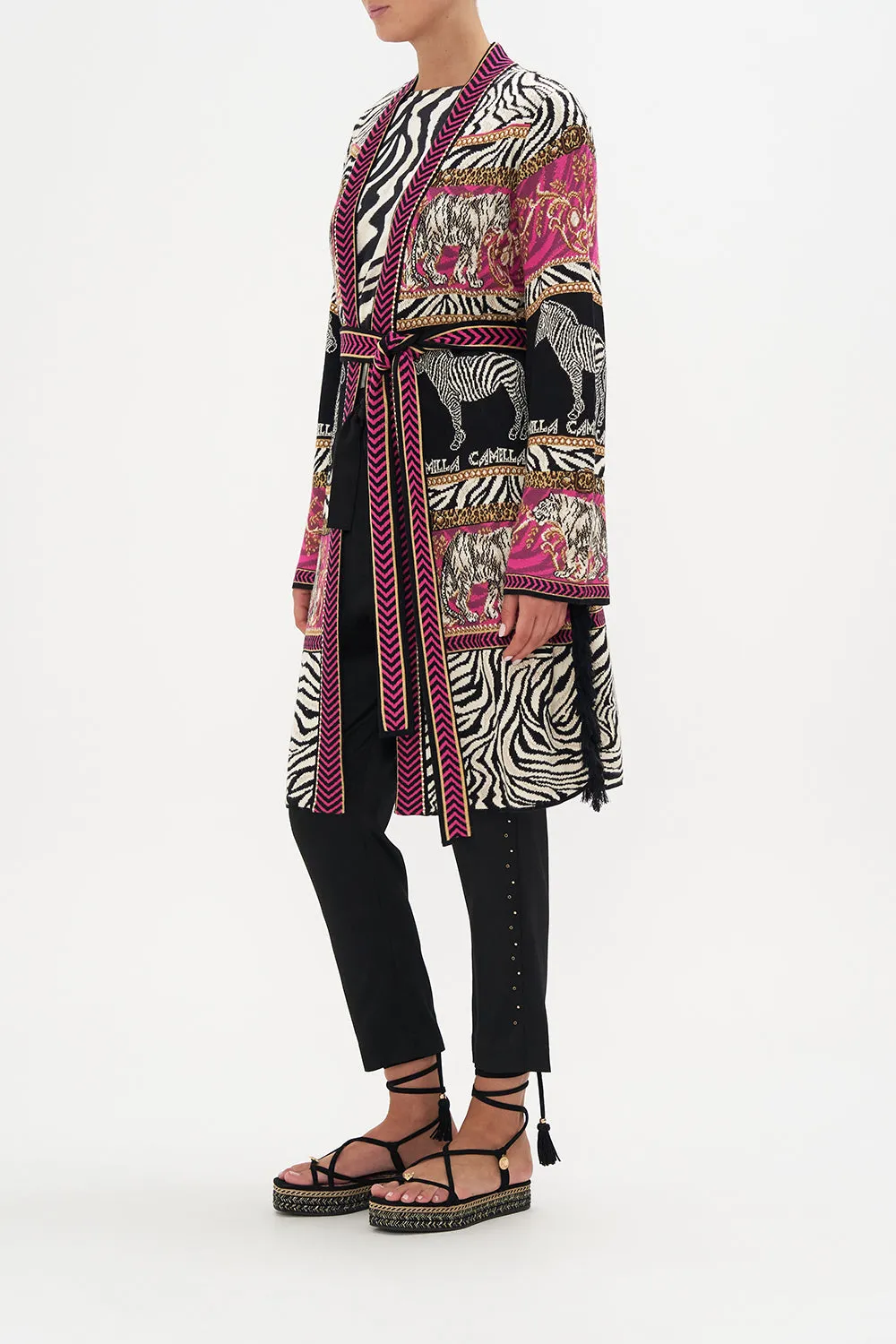 KNIT JACQUARD JACKET WITH FRINGING EARN YOUR STRIPES