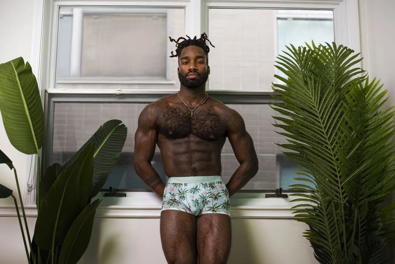 Male Power SMS-011 Sheer Prints Seamless Short Color Flamingo