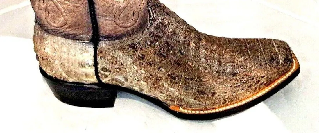 MEN'S BLACK JACK NARROW SQUARE TOE CAIMAN WESTERN BOOTS NT7721-V3 EXOTICS