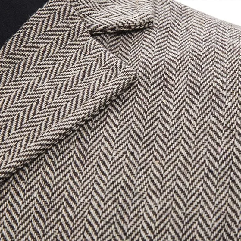 Men's Vintage Lapel Herringbone Single Breasted Vest