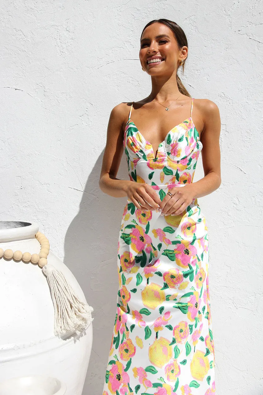 Multicolor Floral Slip Midi Dress