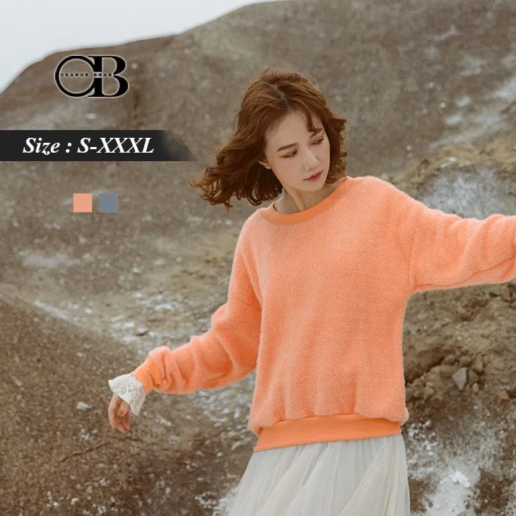 ORANGEBEAR LACE CUFF KNIT SWEATER