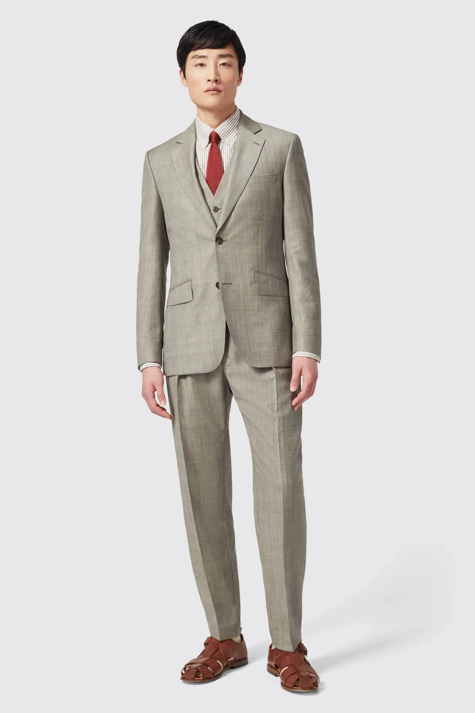 Patrick Tailored Fit Grey Check Wool Trousers - ARCHIVE