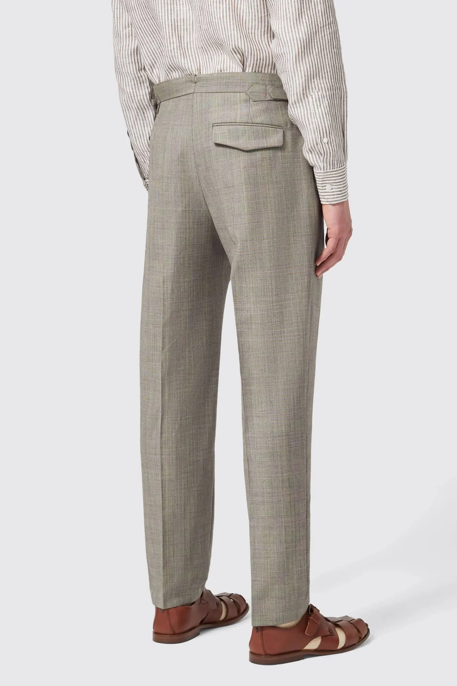 Patrick Tailored Fit Grey Check Wool Trousers - ARCHIVE