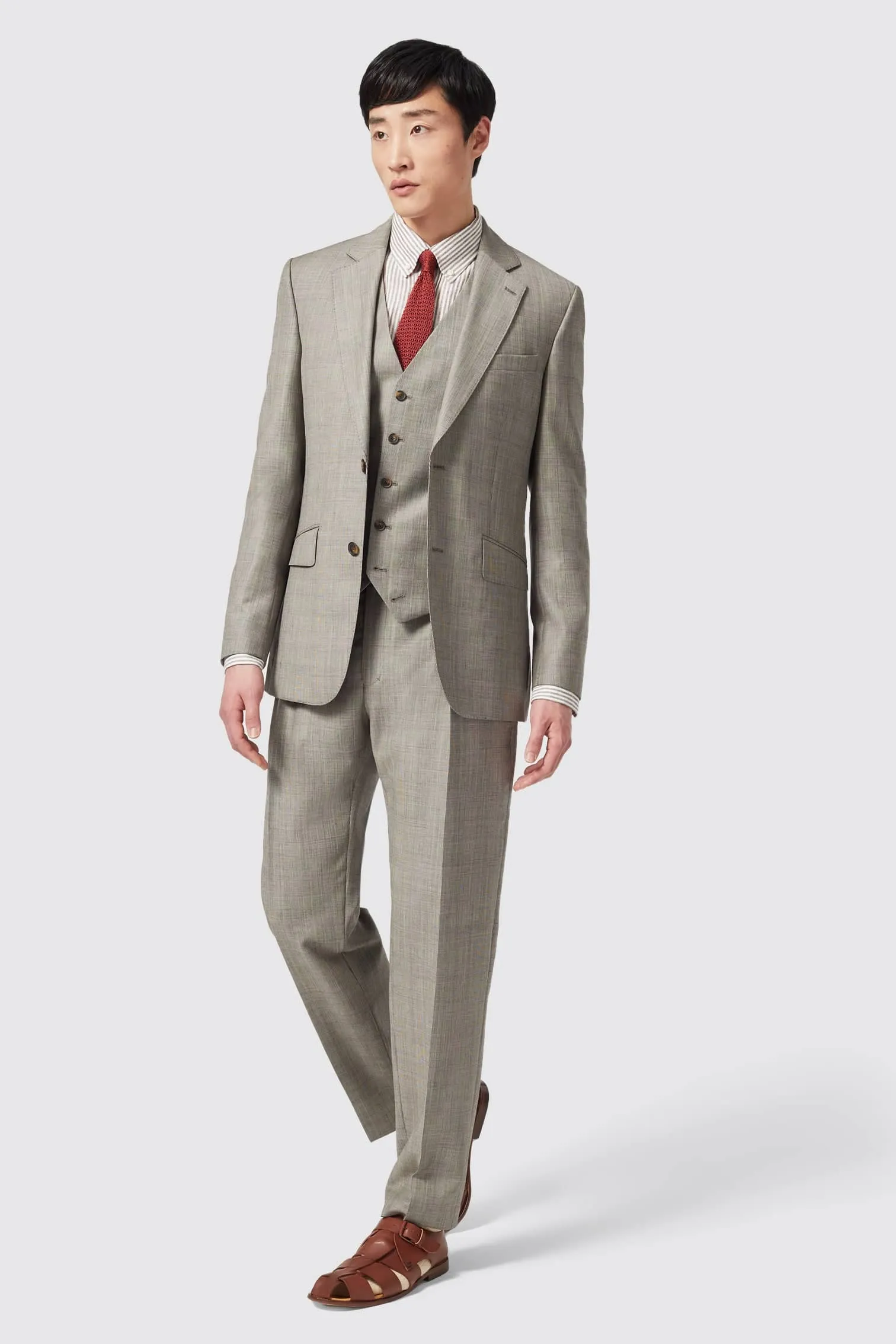 Patrick Tailored Fit Grey Check Wool Trousers - ARCHIVE