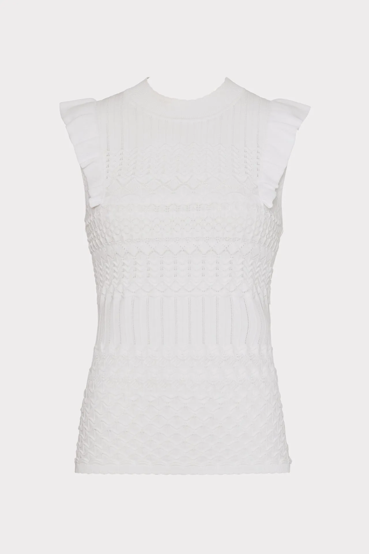 Pointelle Flutter Sleeve Top