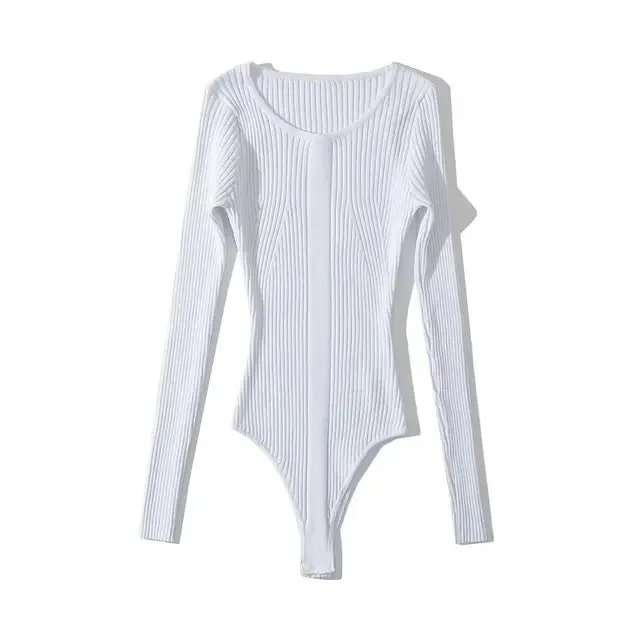 Pre Order:  Ribbed Stretchable Knit Bodysuit