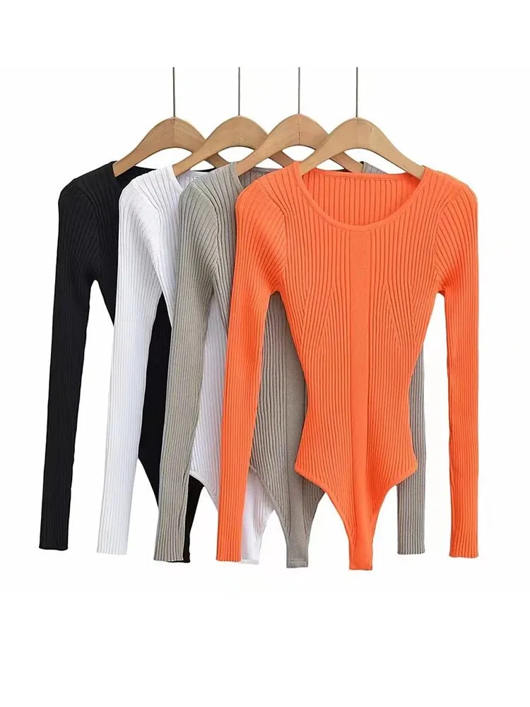 Pre Order:  Ribbed Stretchable Knit Bodysuit