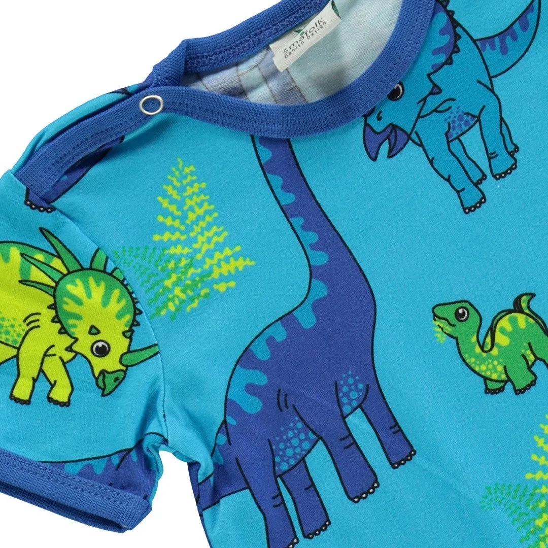 Short-sleeved baby suit with dinosaur