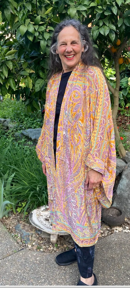 Silk Tienda ho Kimono Boho Hippie Chic Resort Wear Sml-6x