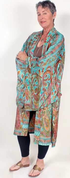 Silk Tienda ho Kimono Boho Hippie Chic Resort Wear Sml-6x