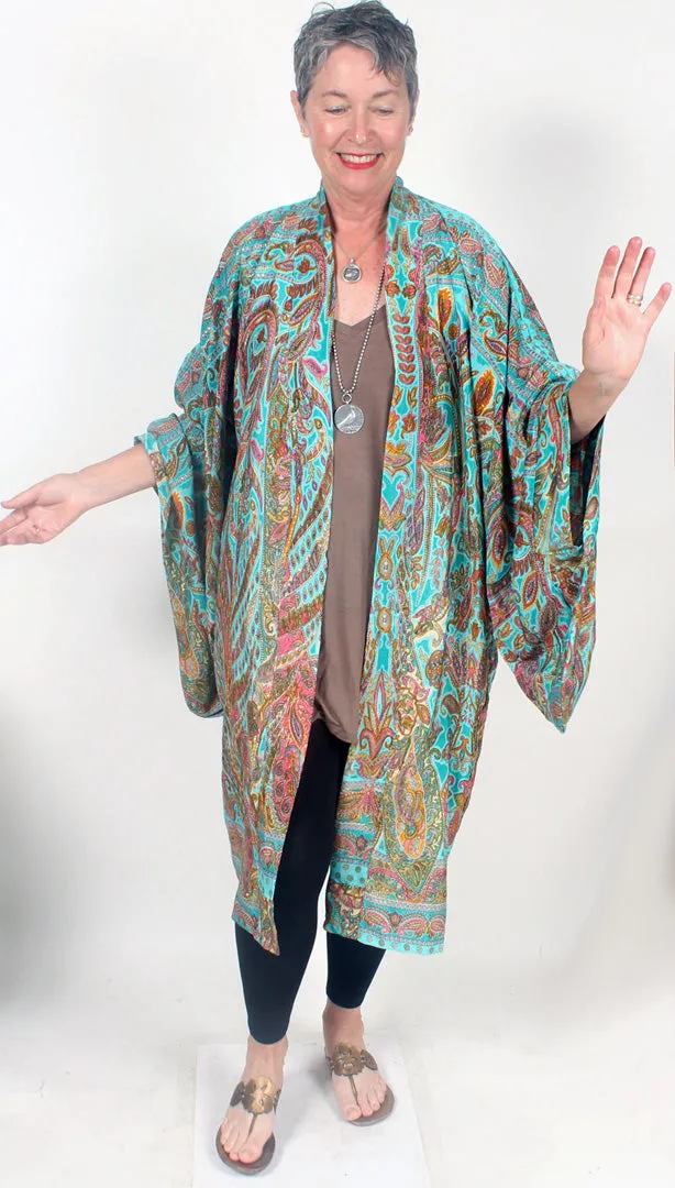 Silk Tienda ho Kimono Boho Hippie Chic Resort Wear Sml-6x