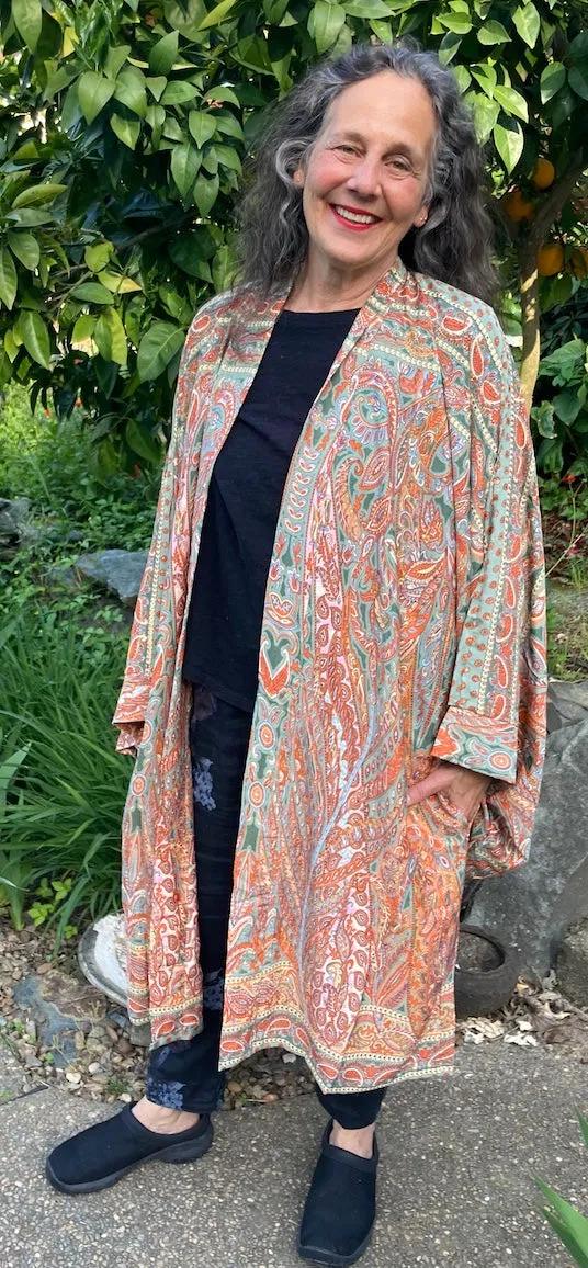 Silk Tienda ho Kimono Boho Hippie Chic Resort Wear Sml-6x