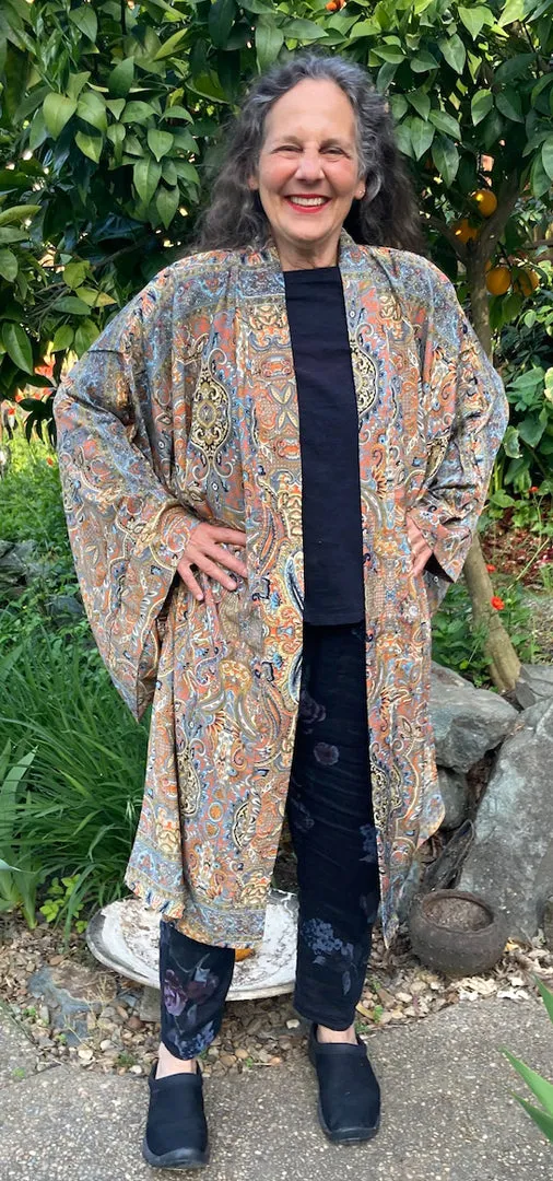 Silk Tienda ho Kimono Boho Hippie Chic Resort Wear Sml-6x