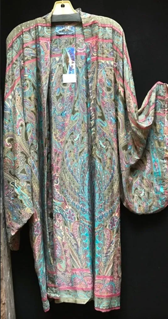 Silk Tienda ho Kimono Boho Hippie Chic Resort Wear Sml-6x