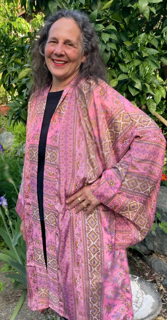 Silk Tienda ho Kimono Boho Hippie Chic Resort Wear Sml-6x