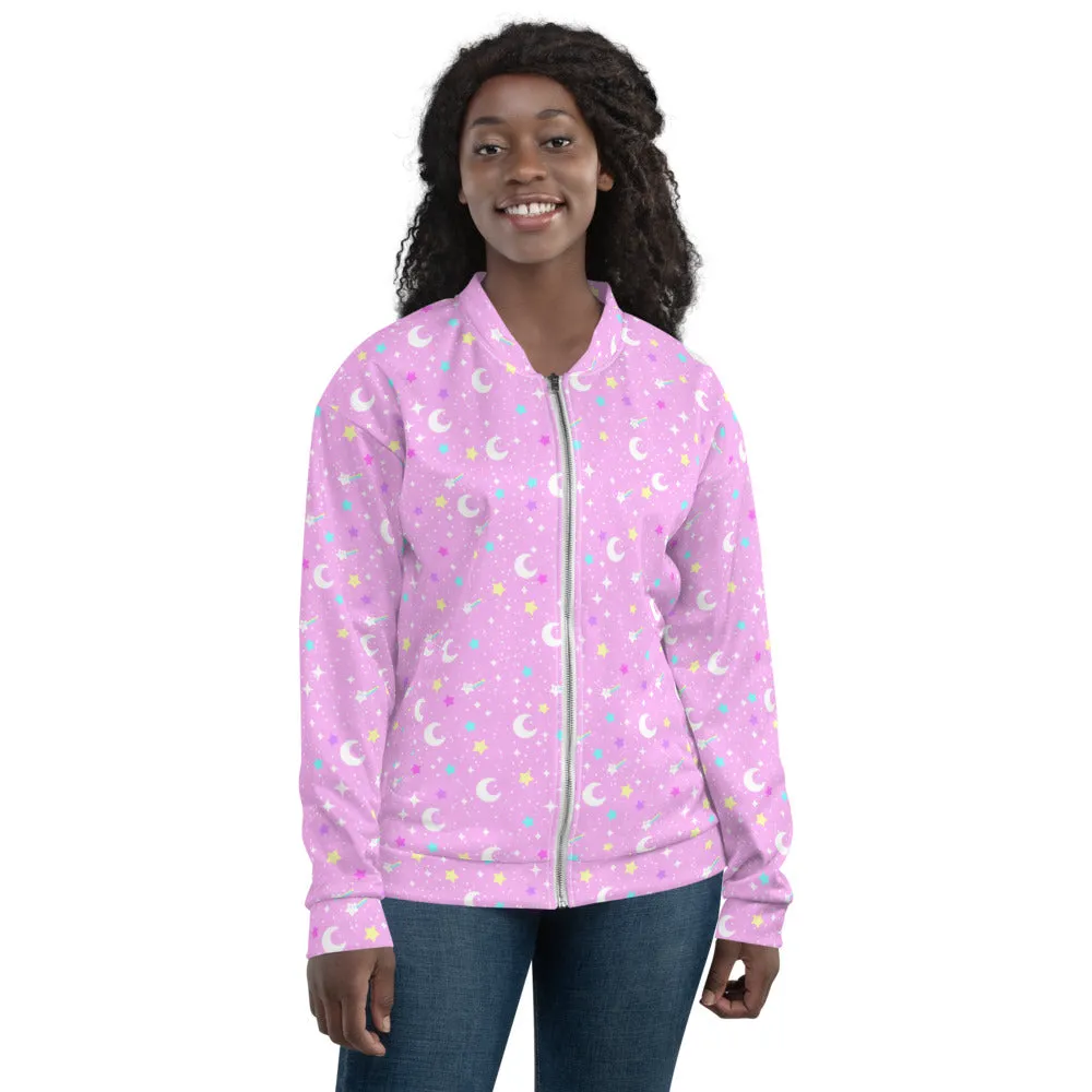 Starry Glitter Pink Unisex Bomber Jacket
