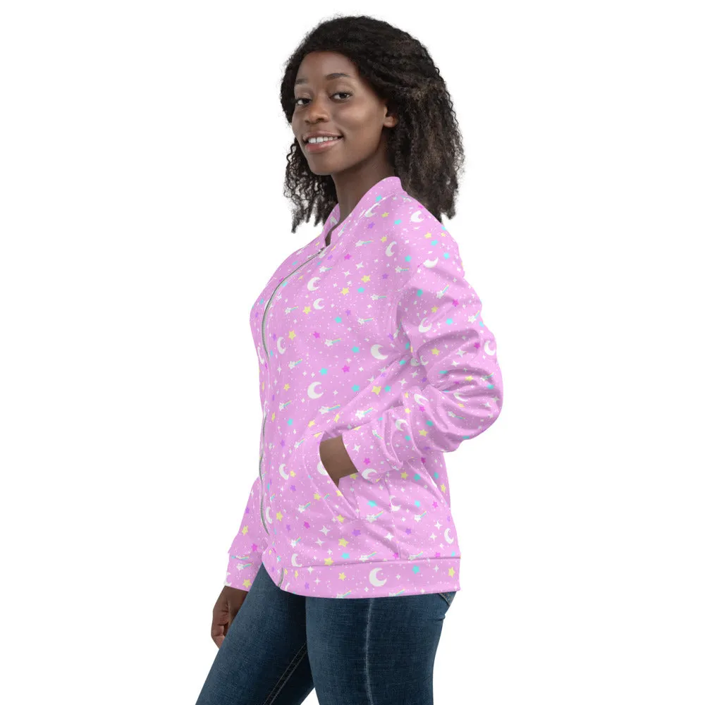Starry Glitter Pink Unisex Bomber Jacket