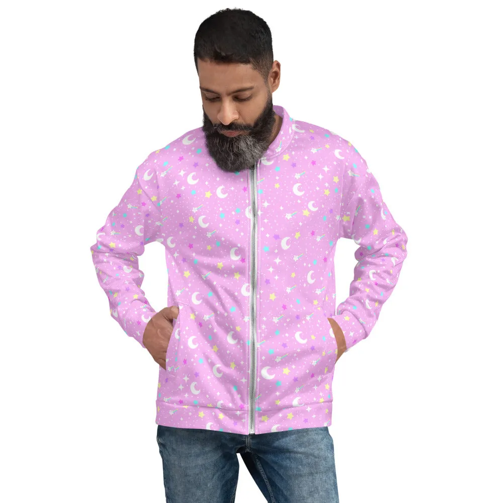 Starry Glitter Pink Unisex Bomber Jacket