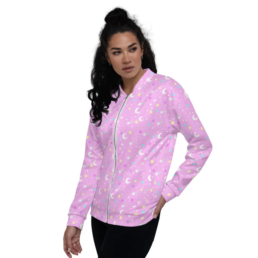 Starry Glitter Pink Unisex Bomber Jacket