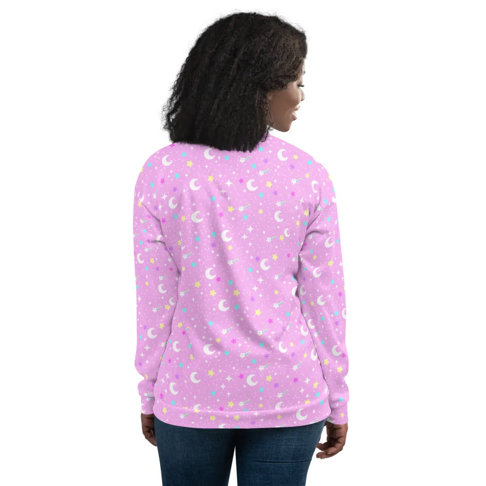 Starry Glitter Pink Unisex Bomber Jacket