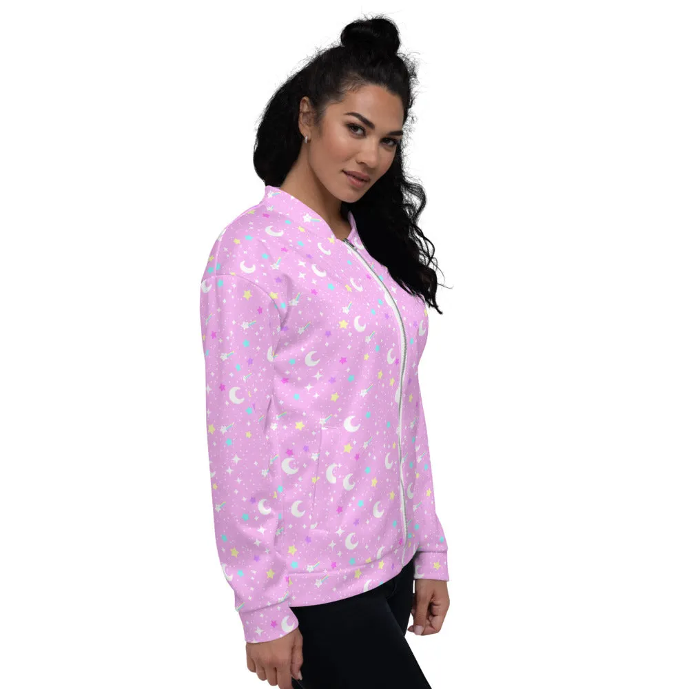 Starry Glitter Pink Unisex Bomber Jacket