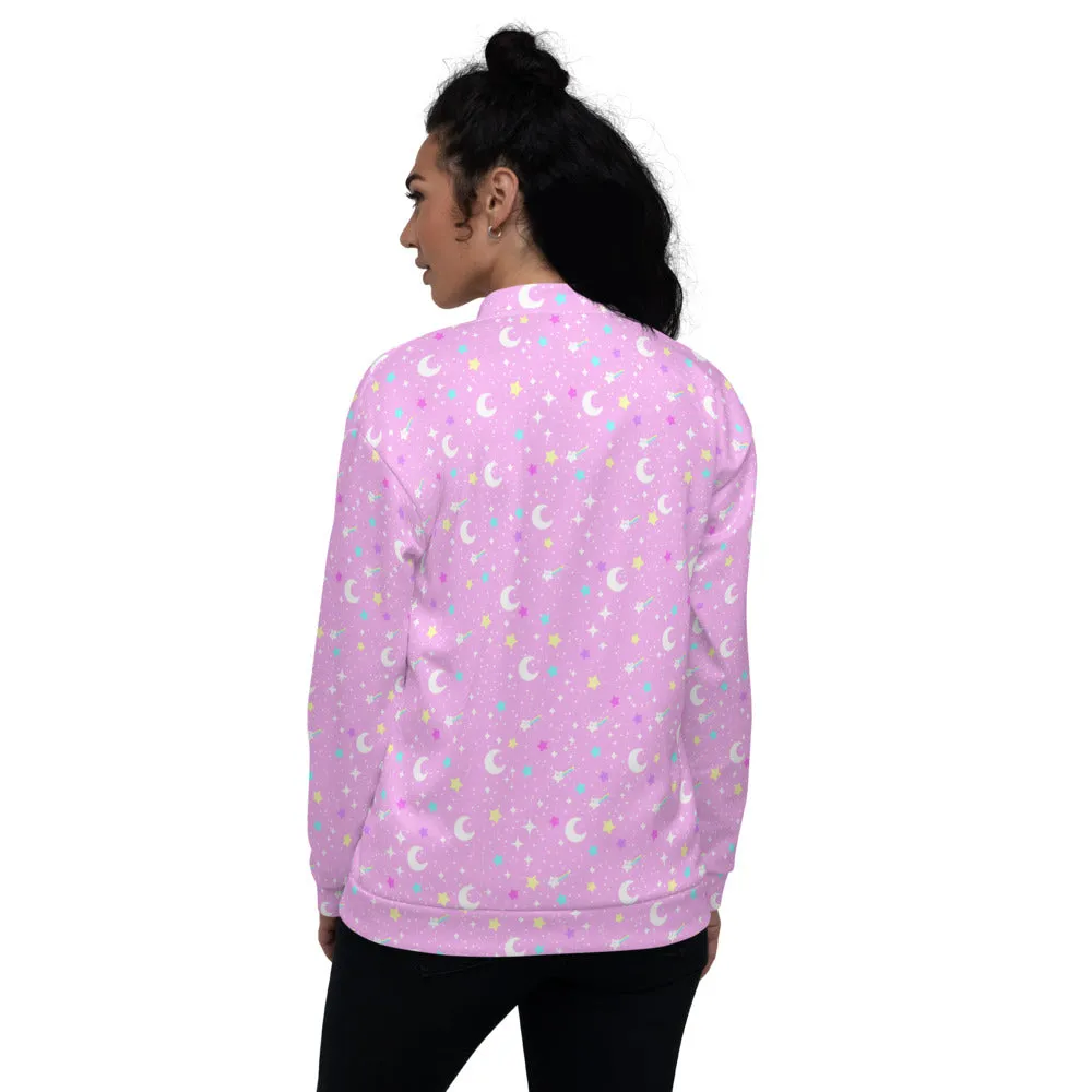 Starry Glitter Pink Unisex Bomber Jacket