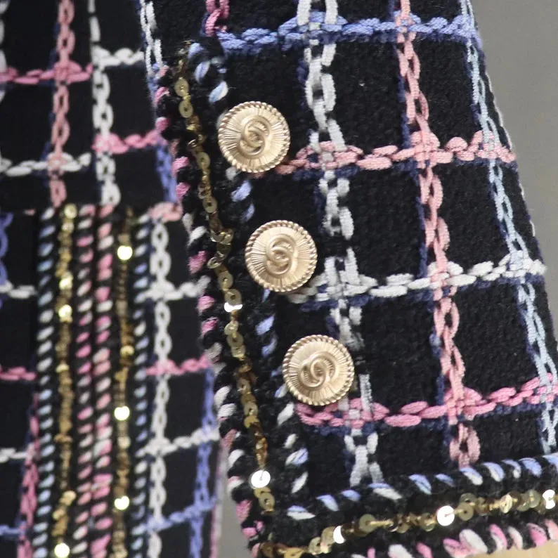 Tailor Suit For Women Multi-Color Check Pattern Tweed Jacket Coat Blazer   Shorts/Skirts/Trousers