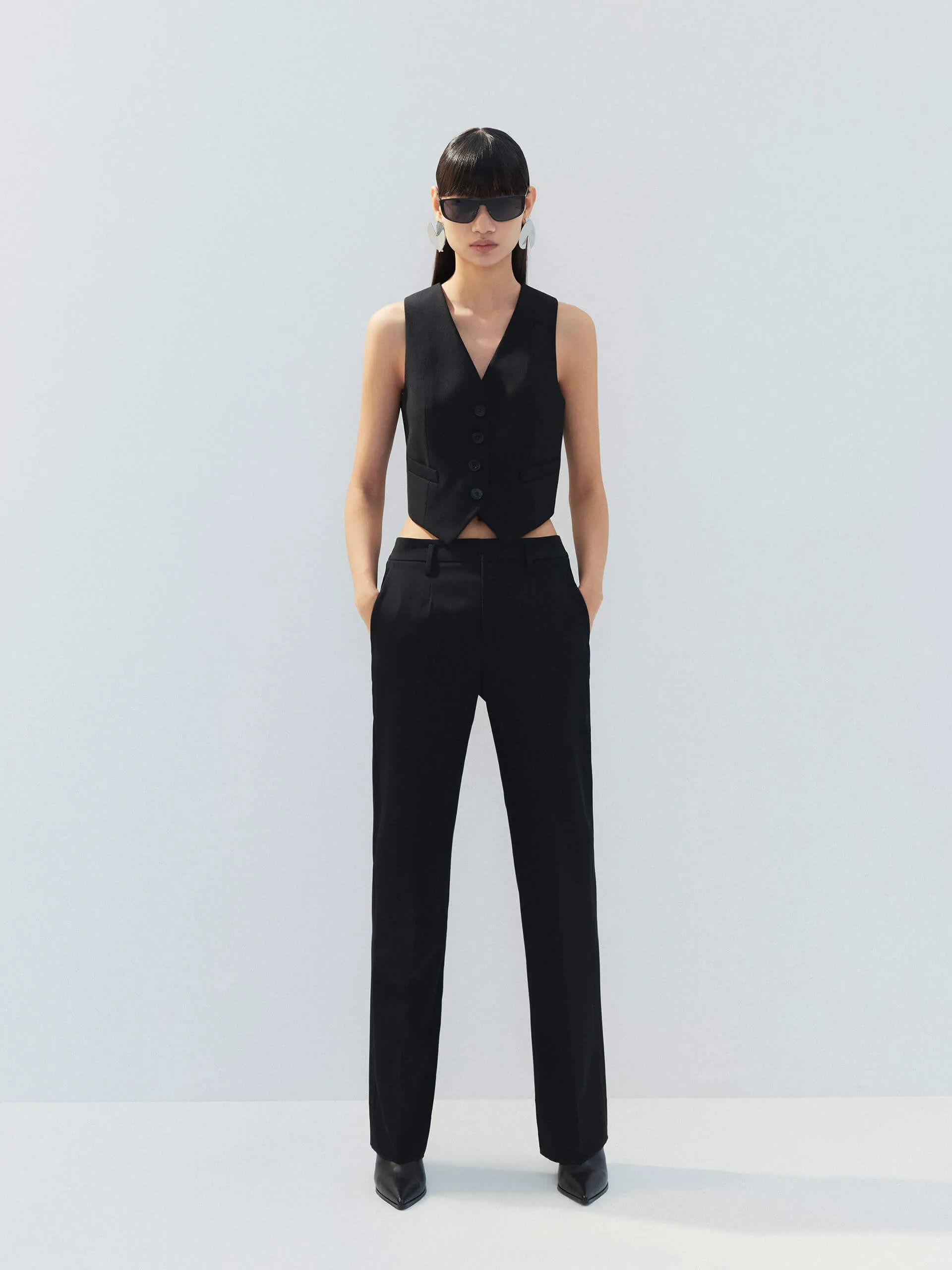 Tailored Straight Wool Pants