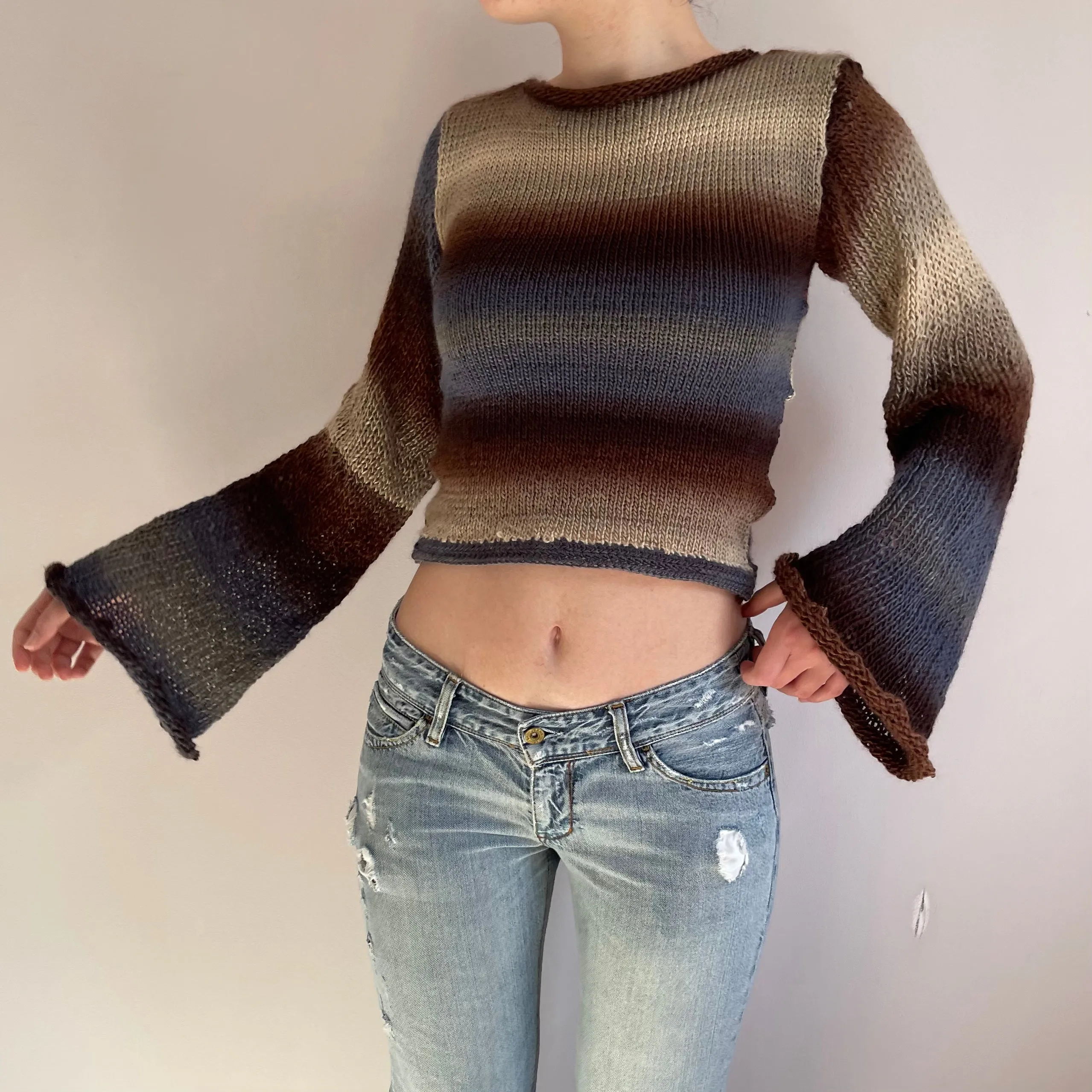The Seashell Sweater - handmade knitted flared sleeve jumper