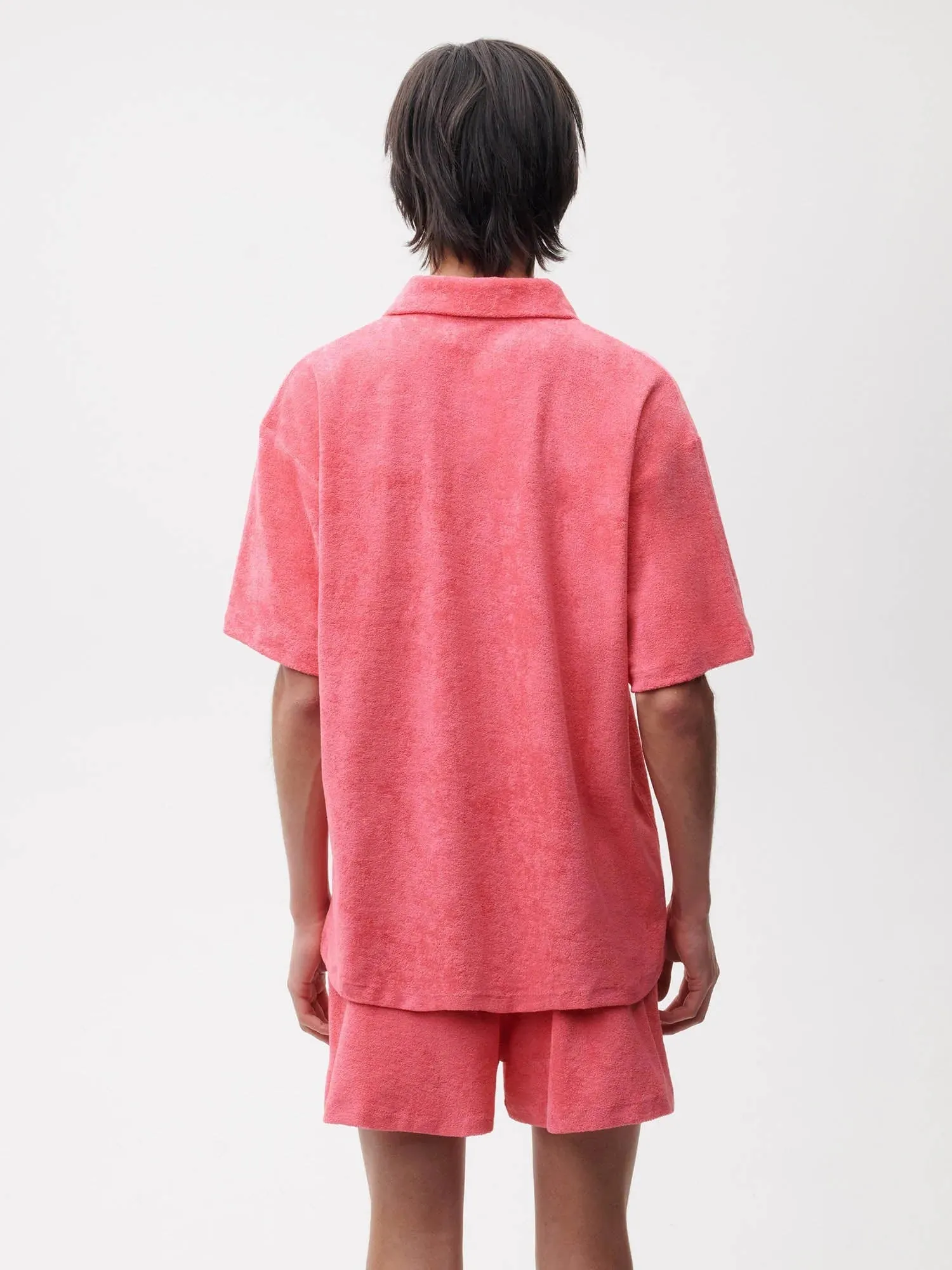 Towelling Polo Shirt—lotus pink
