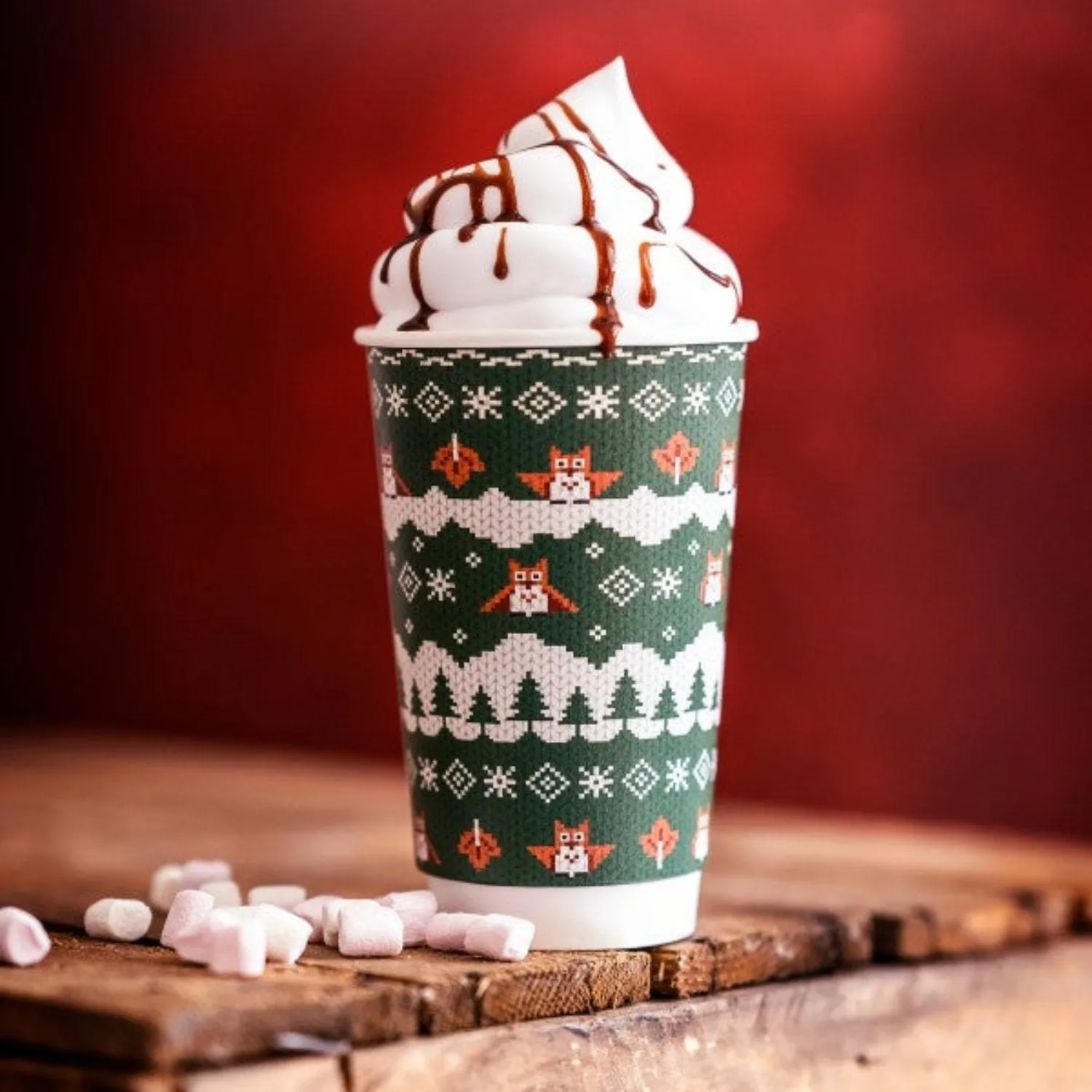 Vegware 16oz Compostable Double Wall Owl Jumper Cup - Pack 400