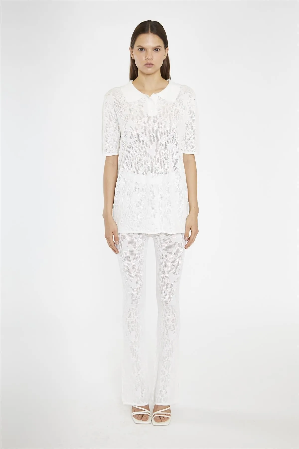 White-Textured Knit-Top