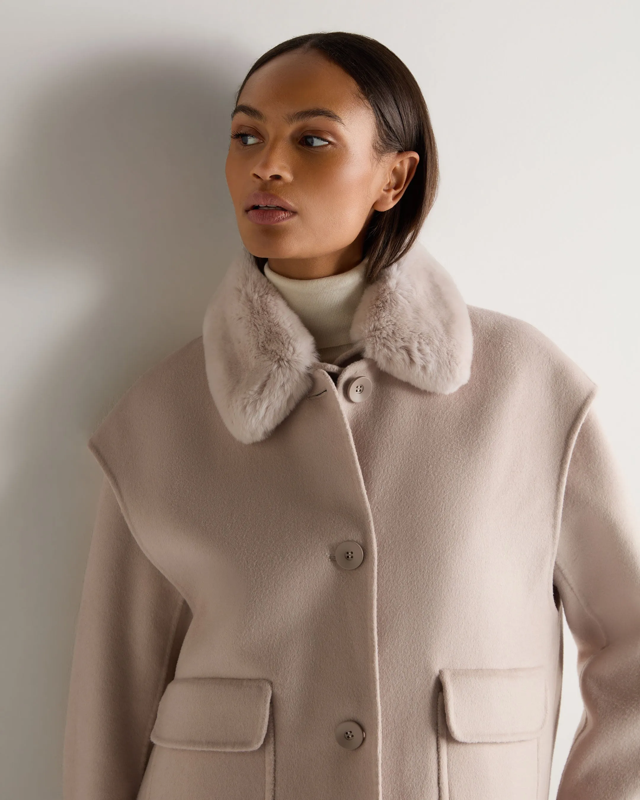 Women's Emeline Woven Double Coat Snow Grey