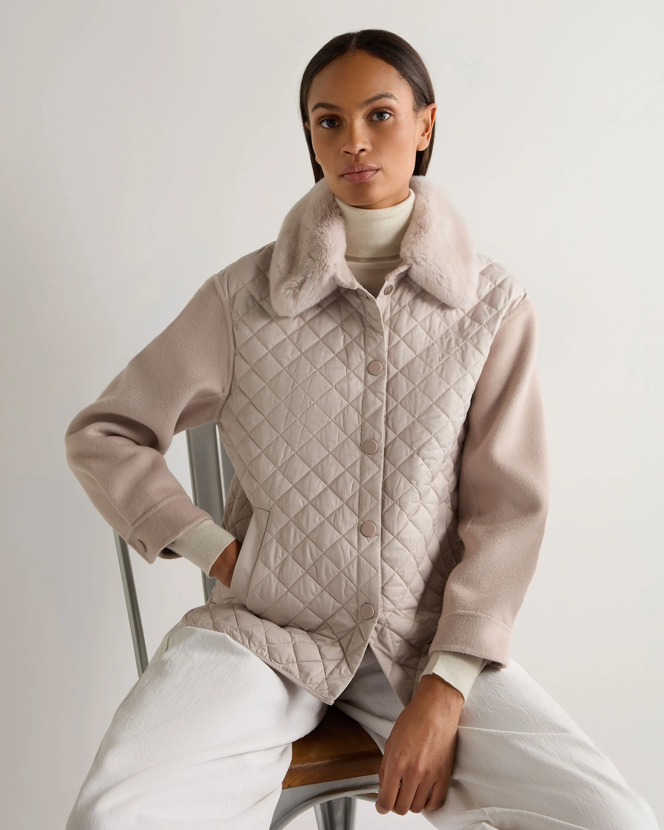 Women's Emeline Woven Double Coat Snow Grey