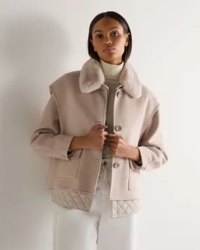 Women's Emeline Woven Double Coat Snow Grey