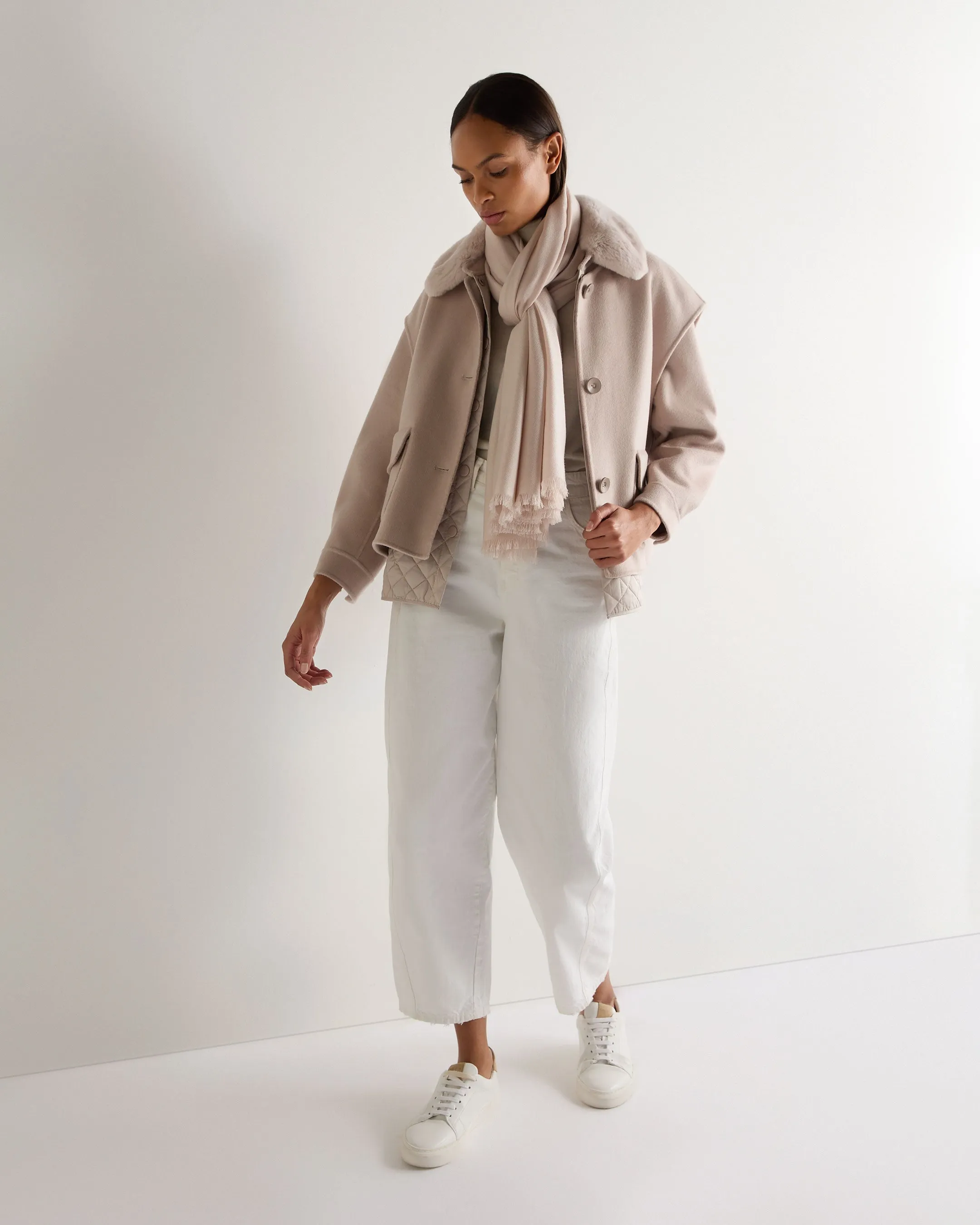 Women's Emeline Woven Double Coat Snow Grey